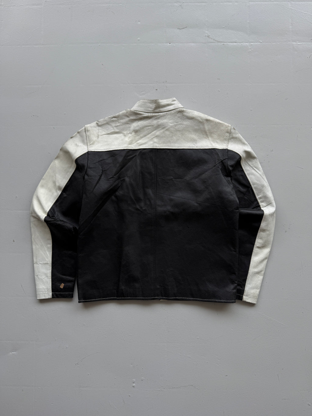 Black Leather Y2K Vintage Tribal Motorbike Jacket - Medium