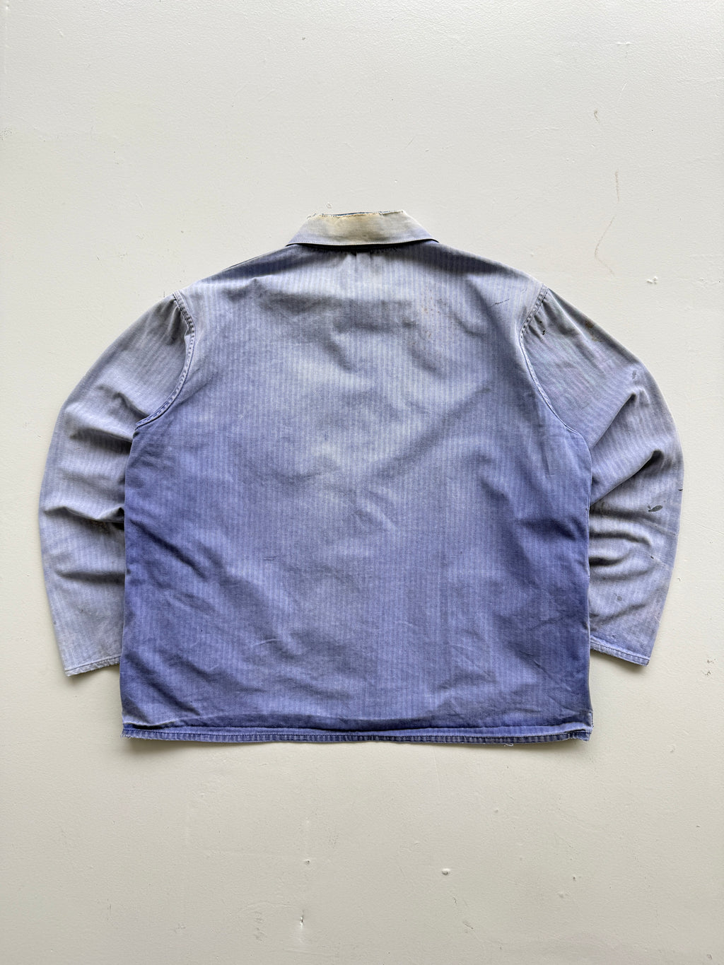 Thrashed Blue Herringbone 60's French Vintage Workwear Chore Jacket CH382 - Smal