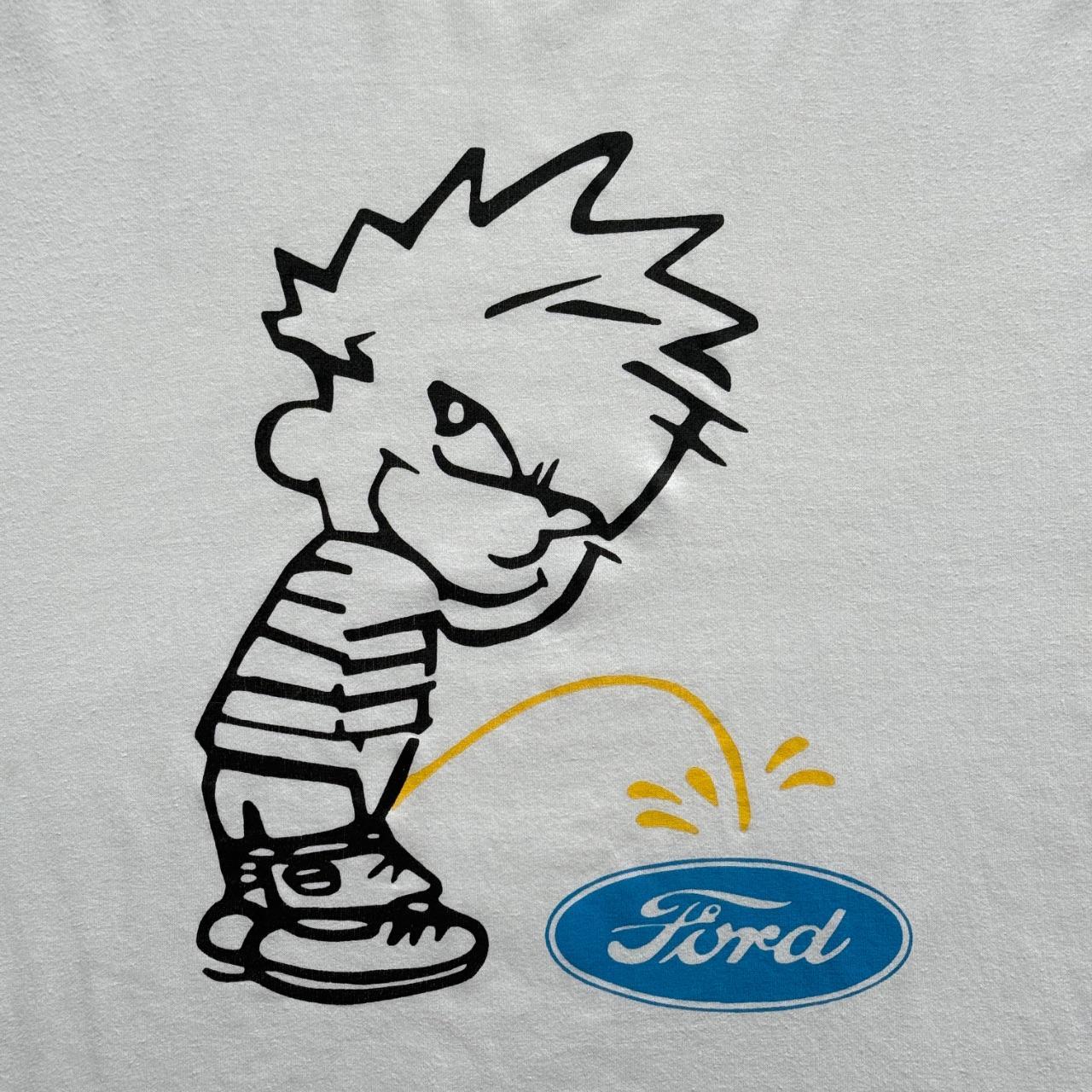White Cartoon Ford 90s Vintage Graphic T-Shirt - XL