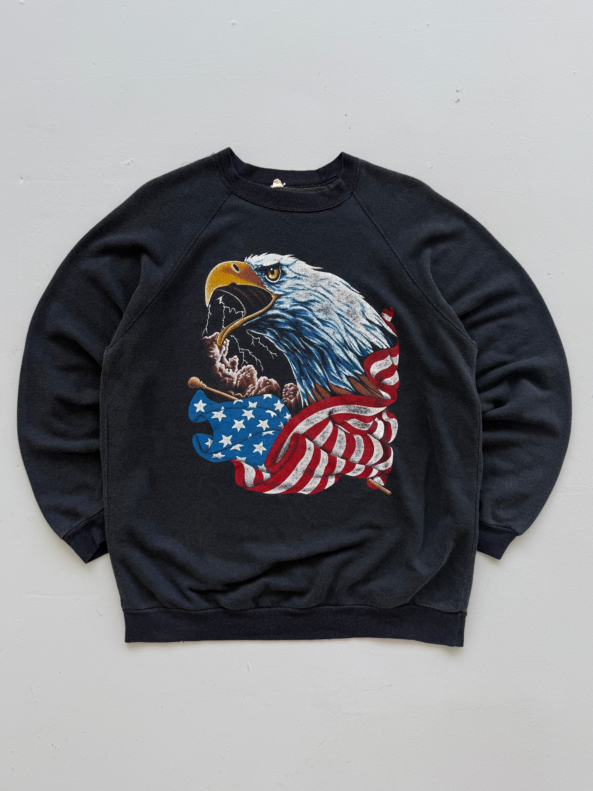 American Eagle Bald Eagle USA Flag 90's Vintage Graphic Sweatshirt - Medium