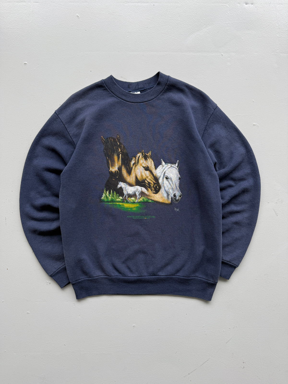 Faded Navy Horse Graphic 90s Vintage Sweatshirt