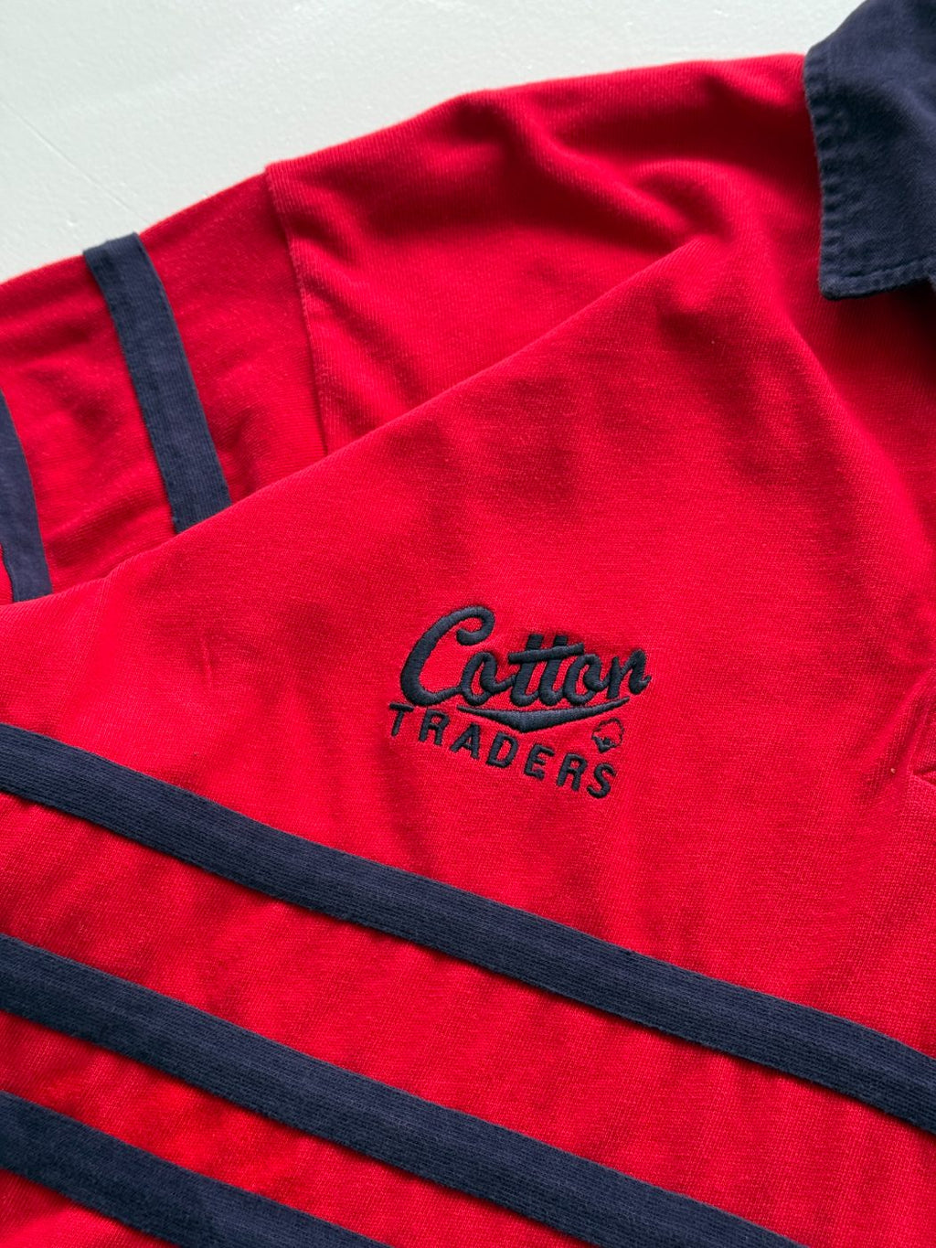 Cotton Traders England Rose Vintage Long Sleeve Rugby Polo Jersey - Large