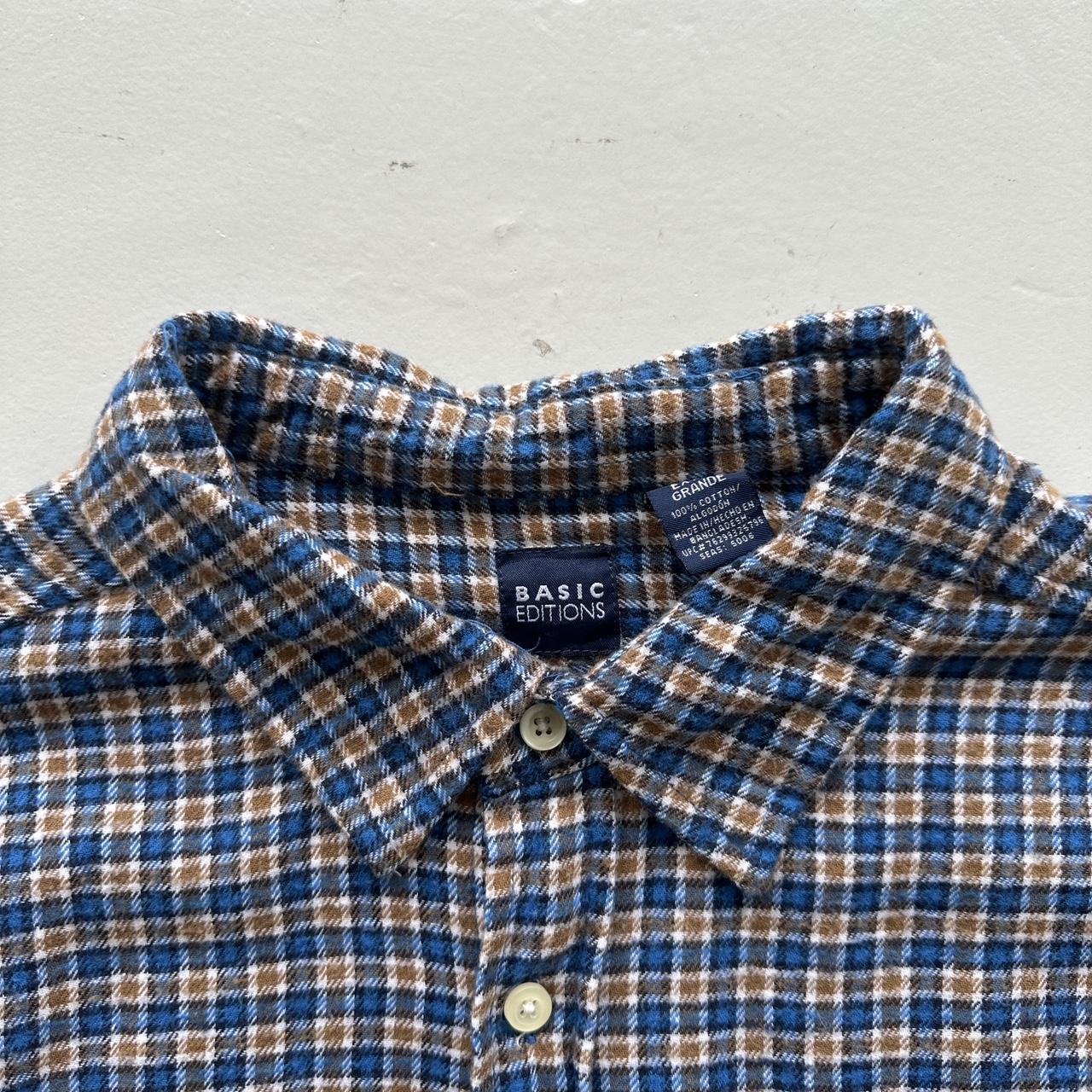 Blue Brown Checkered Basic Editions 90s Vintage Long sleeve - XL