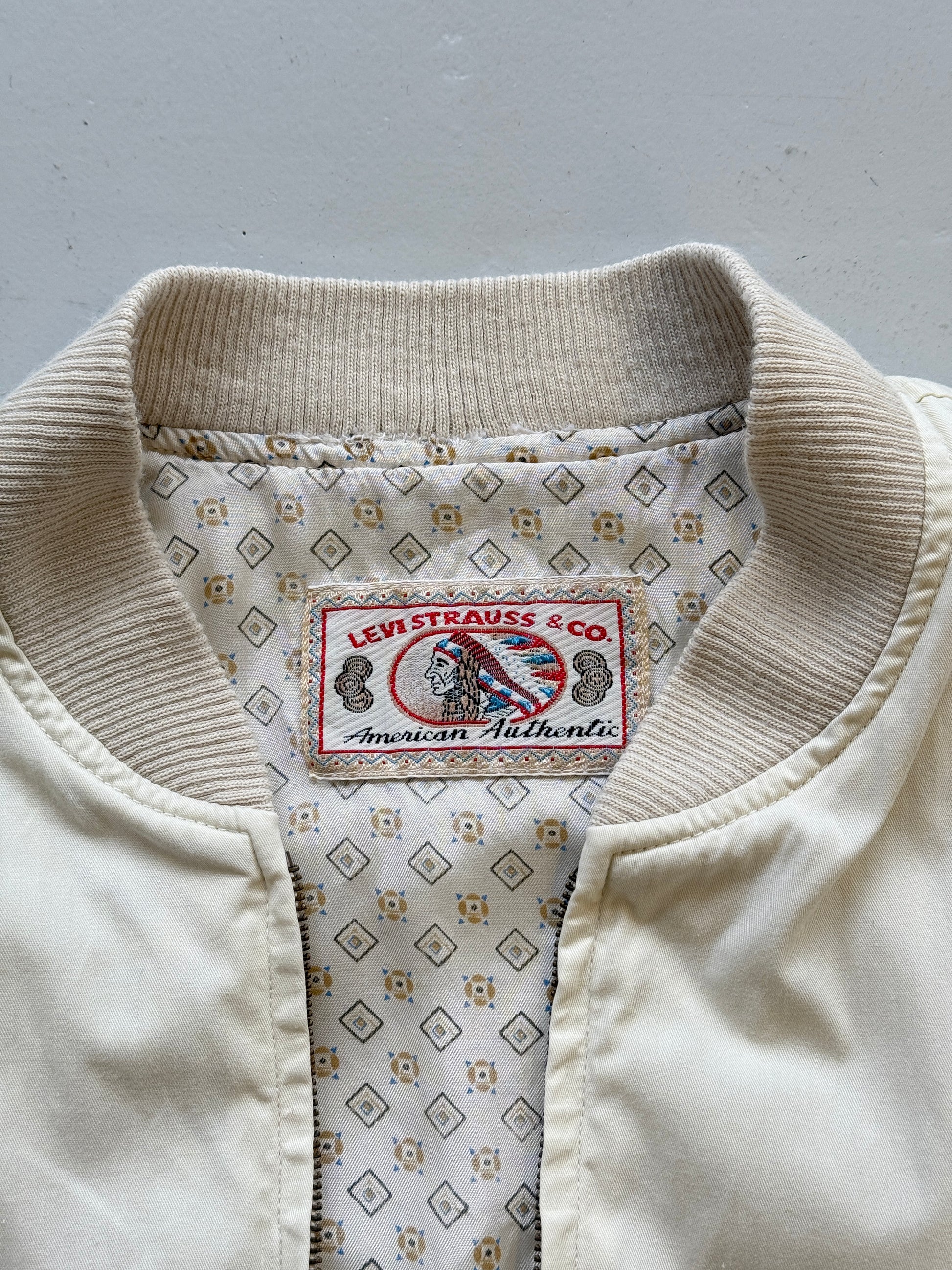Levi's Cream Vintage Bomber Jacket 90's Lightweight - Small