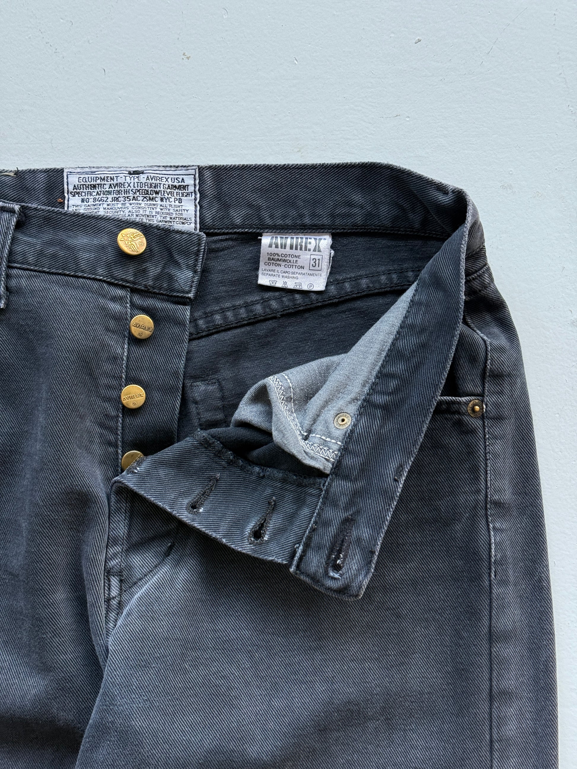 Grey Denim Avirex 90's Straight Leg Vintage Jeans - 32” x 32”