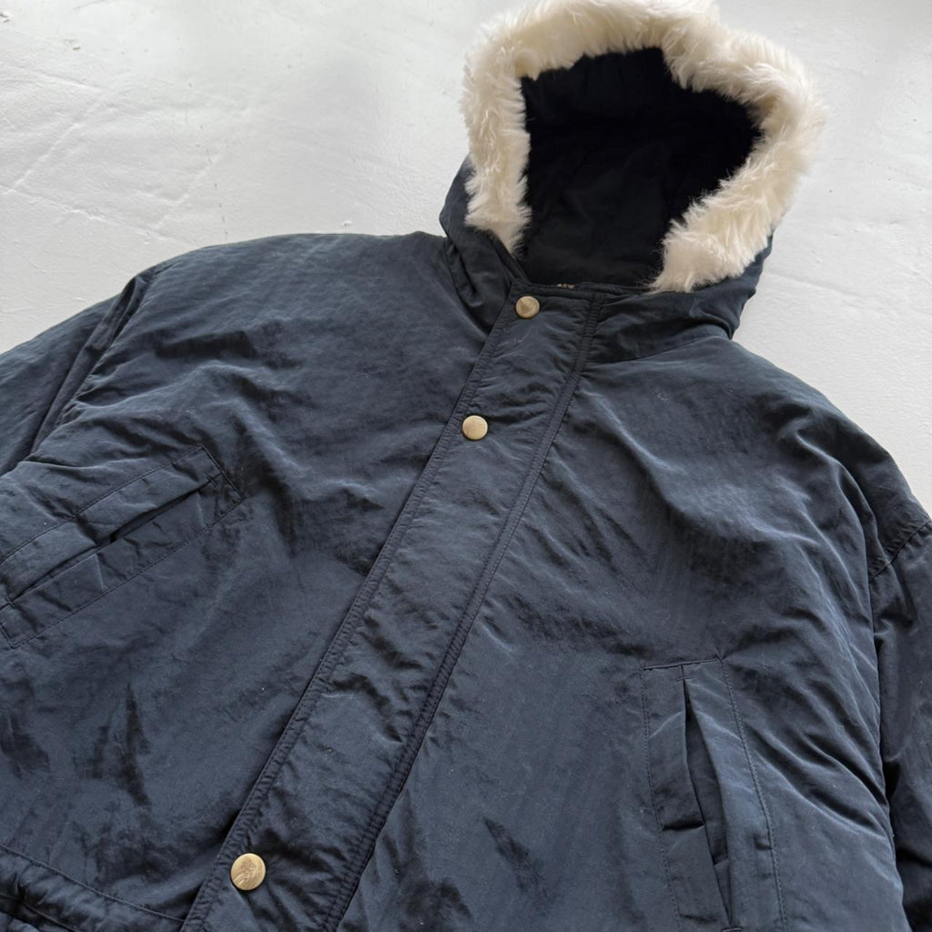 Navy Kappa 90's Heavy Down Parka Jacket - Large