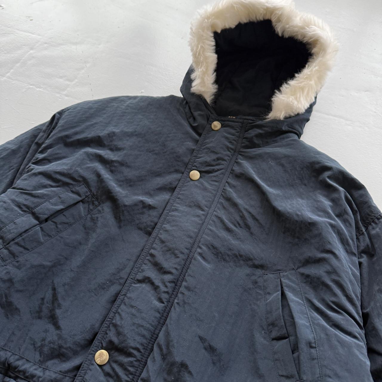 Navy Kappa 90's Heavy Down Parka Jacket - Large