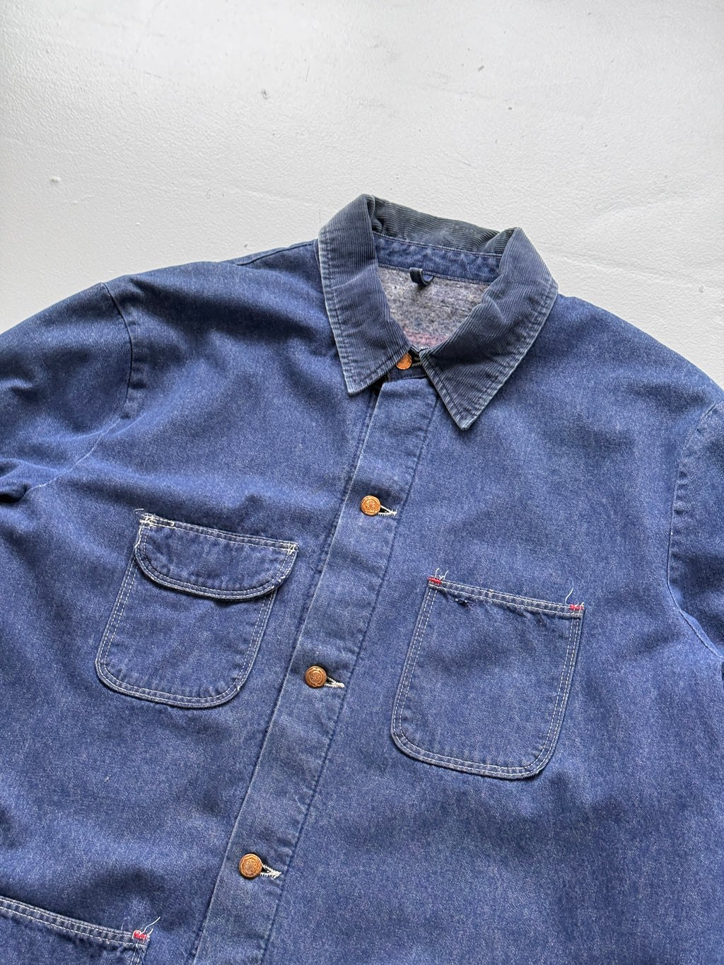 Blue Flannel Lined Denim 70's Vintage Chore Jacket - 2XL