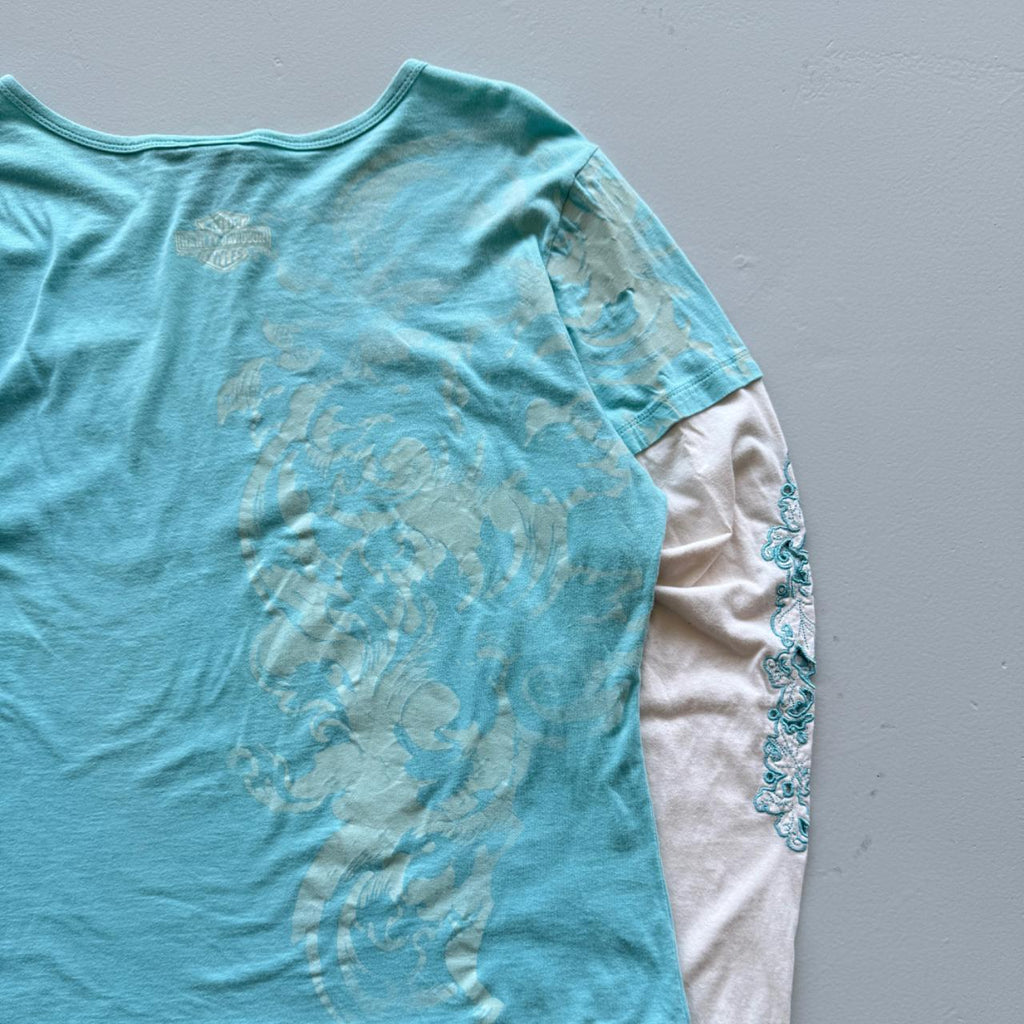 Harley Davidson 00's Y2K Graphic Long Sleeve T-Shirt - Womens Large