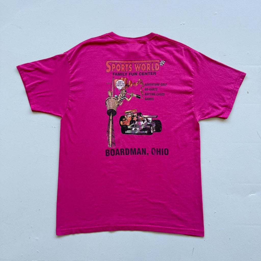Pink Sports World 00s Vintage Graphic T-Shirt - XL