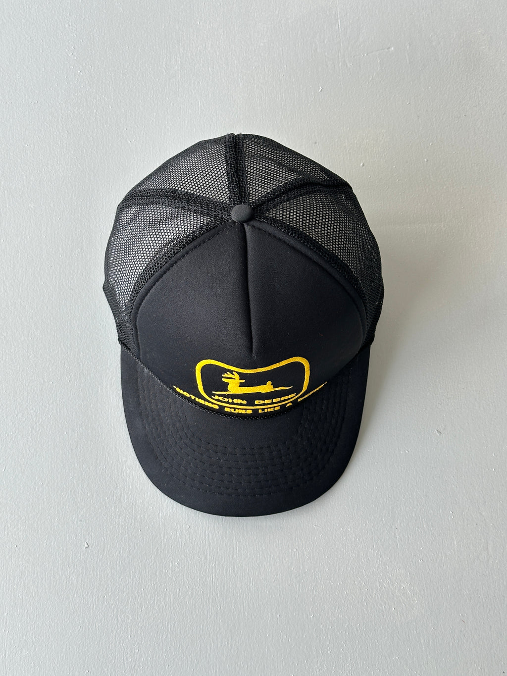 Black John Deere 80's Vintage Foam and Mesh SnapBack Trucker Cap