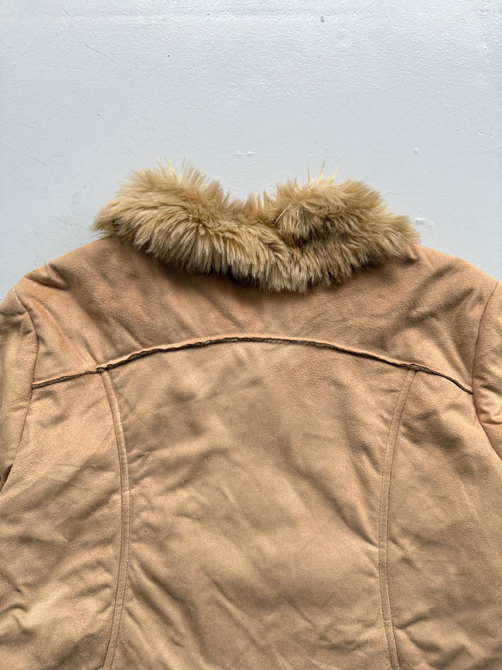 Beige Nils 00's Vintage Y2K Fur Affect Lined Jacket- Large