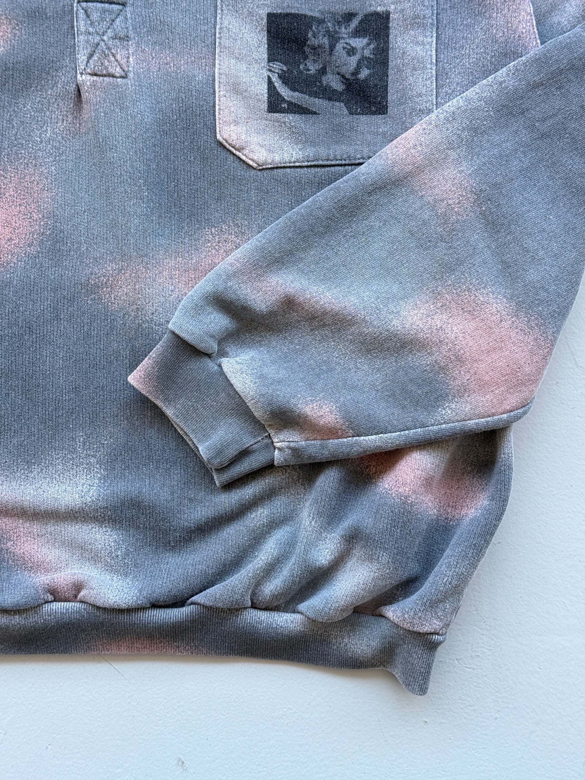 Grey Sun Faded Affect 90's Vintage Sweatshirt Polo Jumper - Medium