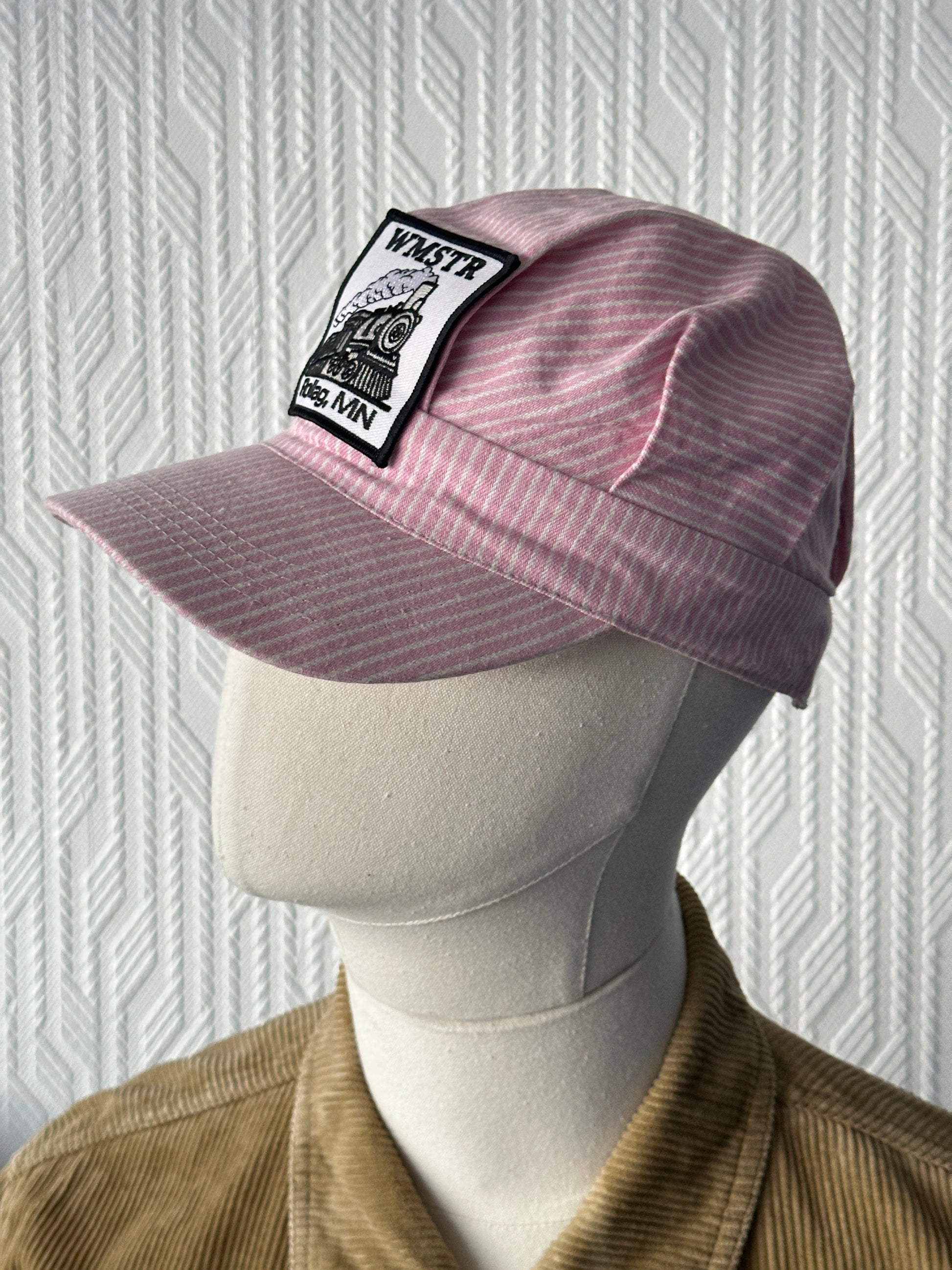 Childrens Pink WMSTR Steam Train Vintage Railroad Conductors Trucker Cap