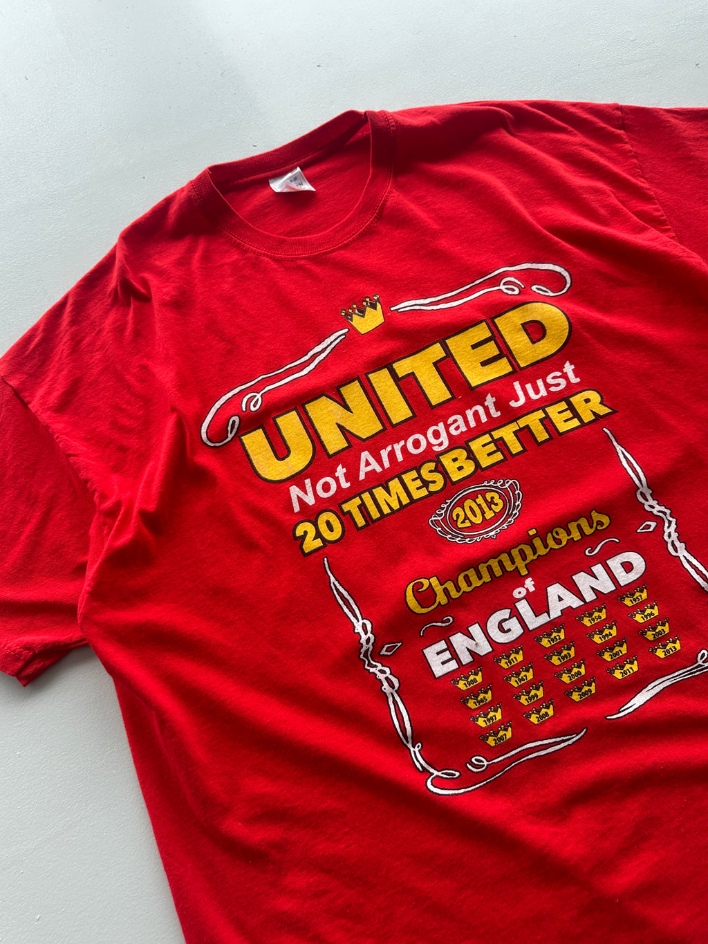 Man United 20 Times Champions 2013 Vintage T-Shirt - XL