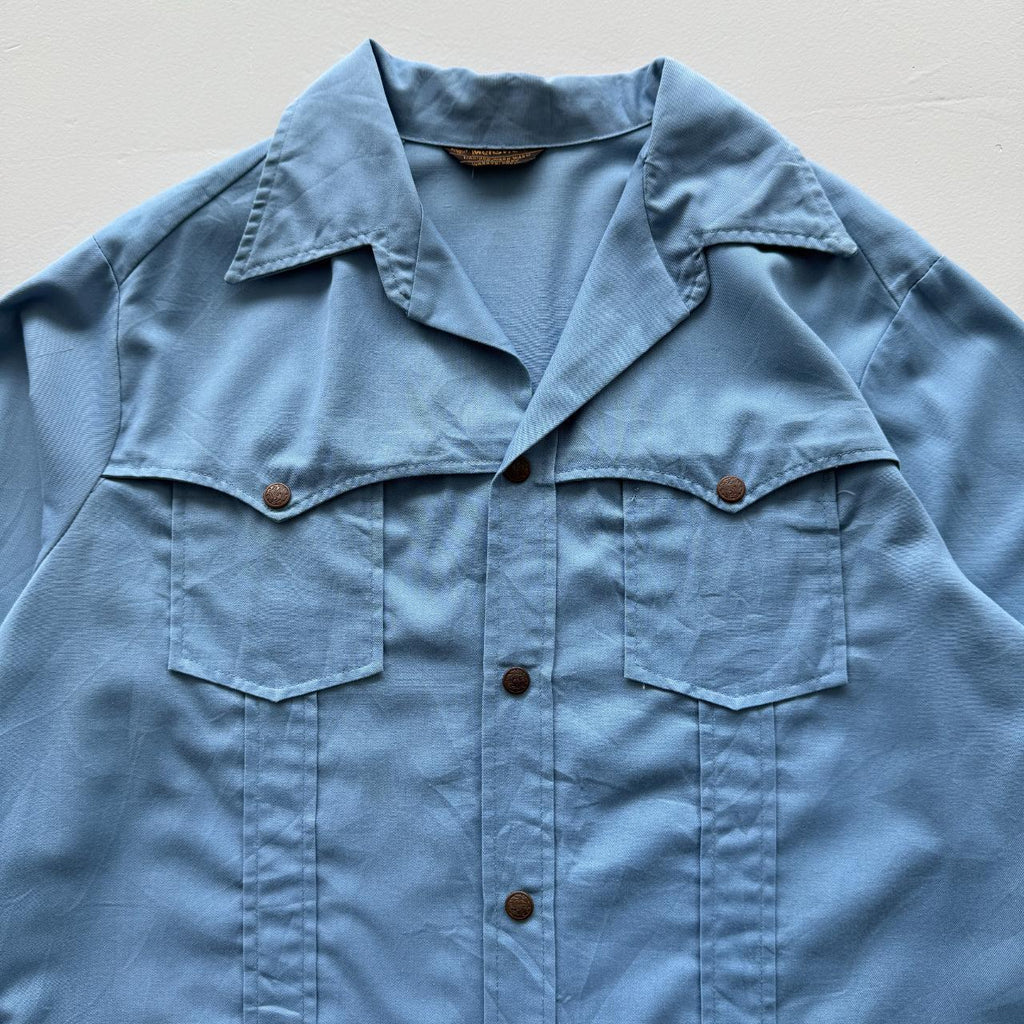 Light Blue Lightweight 70's Western Camp Collar Shirt - XL