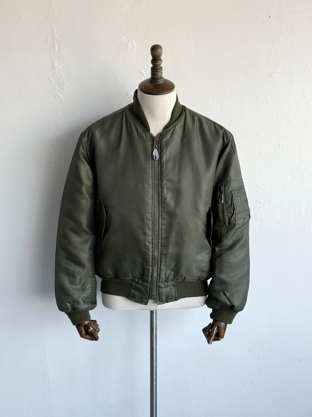 Olive Green MA-1 Style 90's Vintage Bomber Jacket - Medium