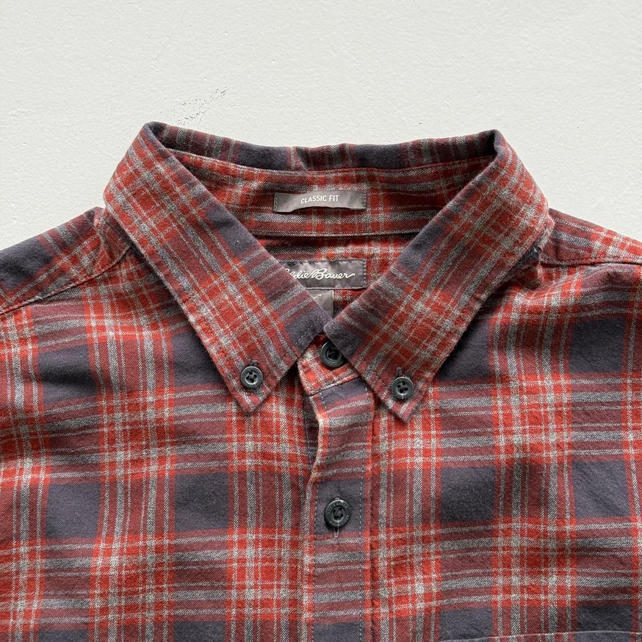 Red and Blue Checkered Eddie Bauer 90s Vintage Flannel Shirt - Large