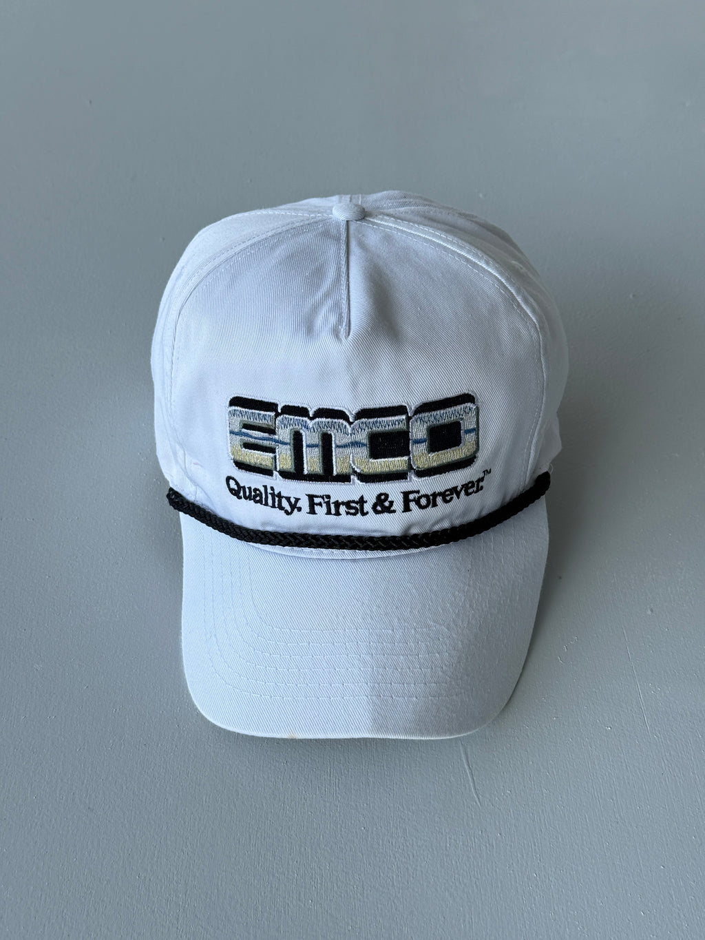 White EMCO Quality First & Forever 90's Vintage SnapBack Trucker Cap