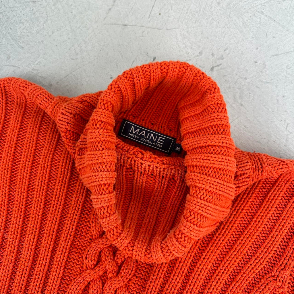 Vintage Orange Rope Knit 90's Sweatshirt - Small