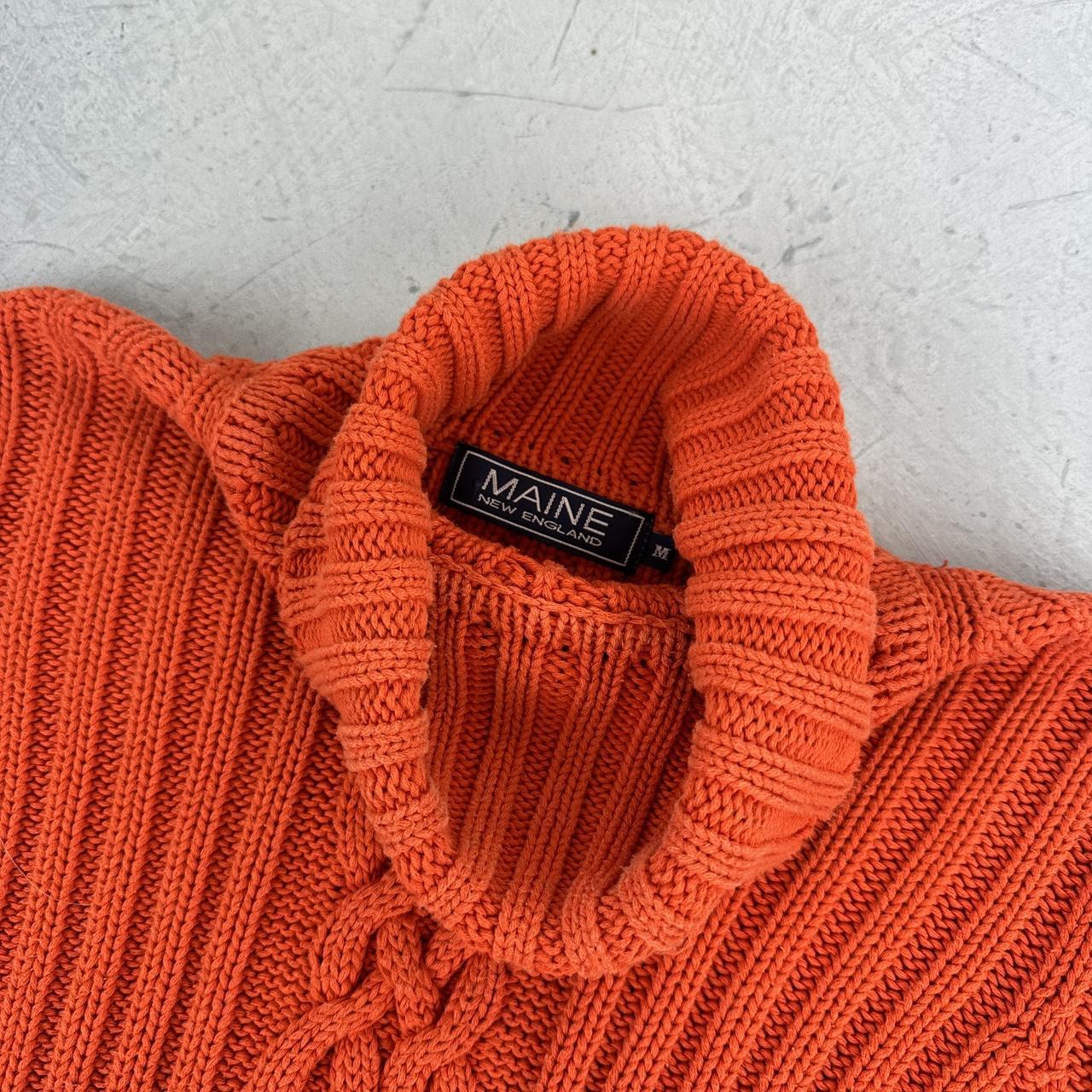 Vintage Orange Rope Knit 90's Sweatshirt - Small