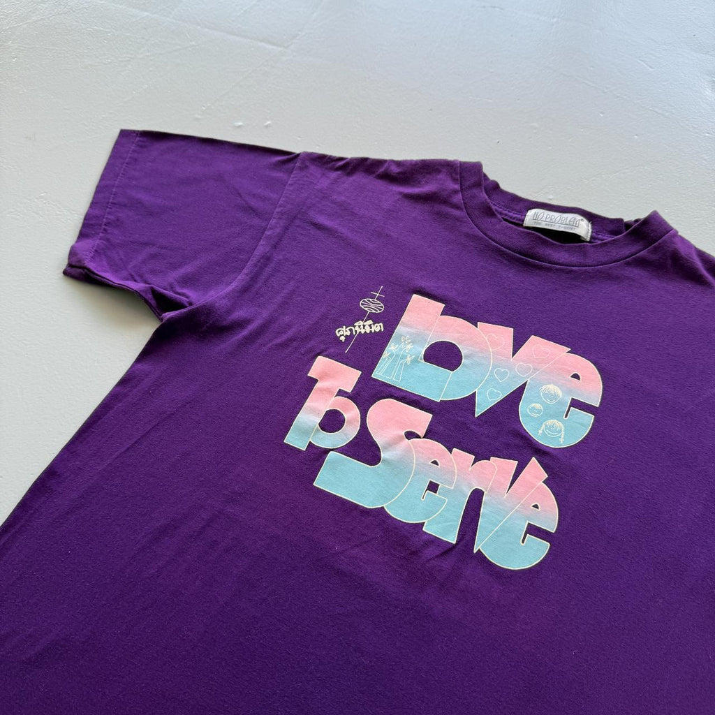 Purple Love to Serve Religious Vintage 90s T-shirt - Medium
