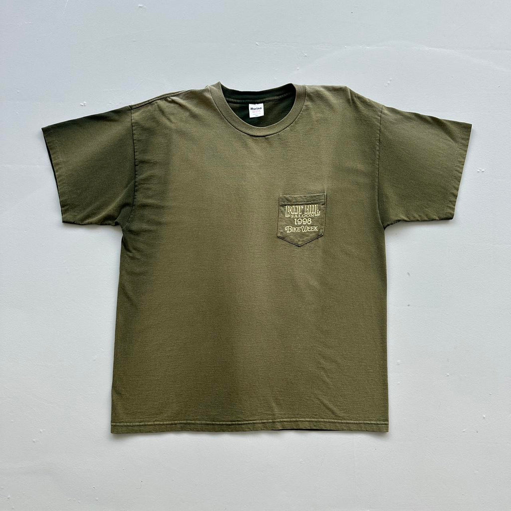 Green Faded Boots Hill Saloon Biker Vintage 90's Graphic T-shirt - XL