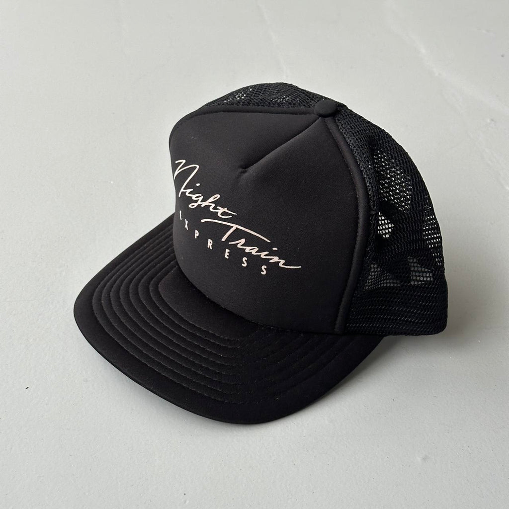 Black Night Train Express Vintage Foam and Mesh SnapBack Trucker Cap