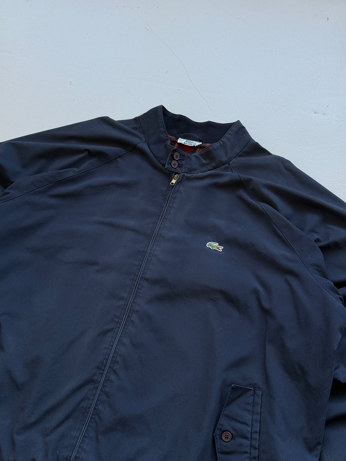 Lacoste Navy Harrington Vintage Jacket Made in Sri Lanka - XXL