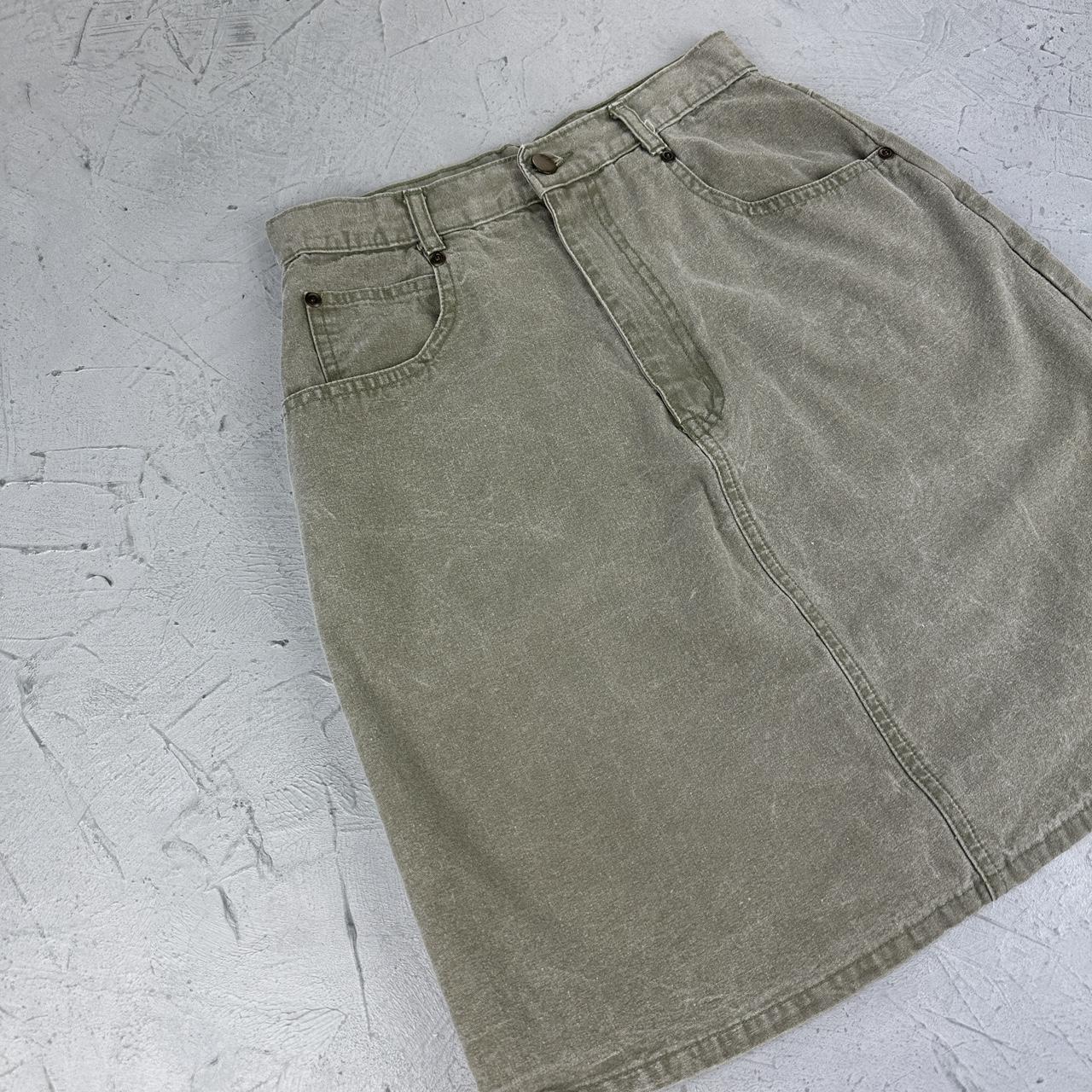 Khaki Denim Vintage Y2K Mini Skirt - W26 L20 Small (7/8)