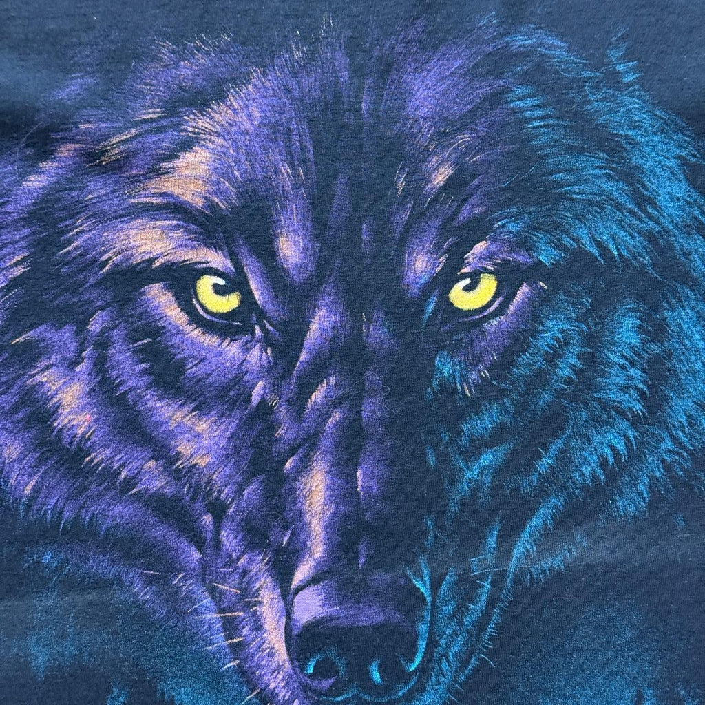 Black Habitat Wolf 90's Graphic Faded T-Shirt - XL