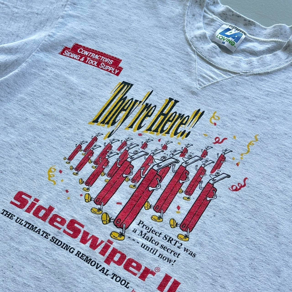 Grey Side Swiper Contractor Vintage 90s T-shirt - XL