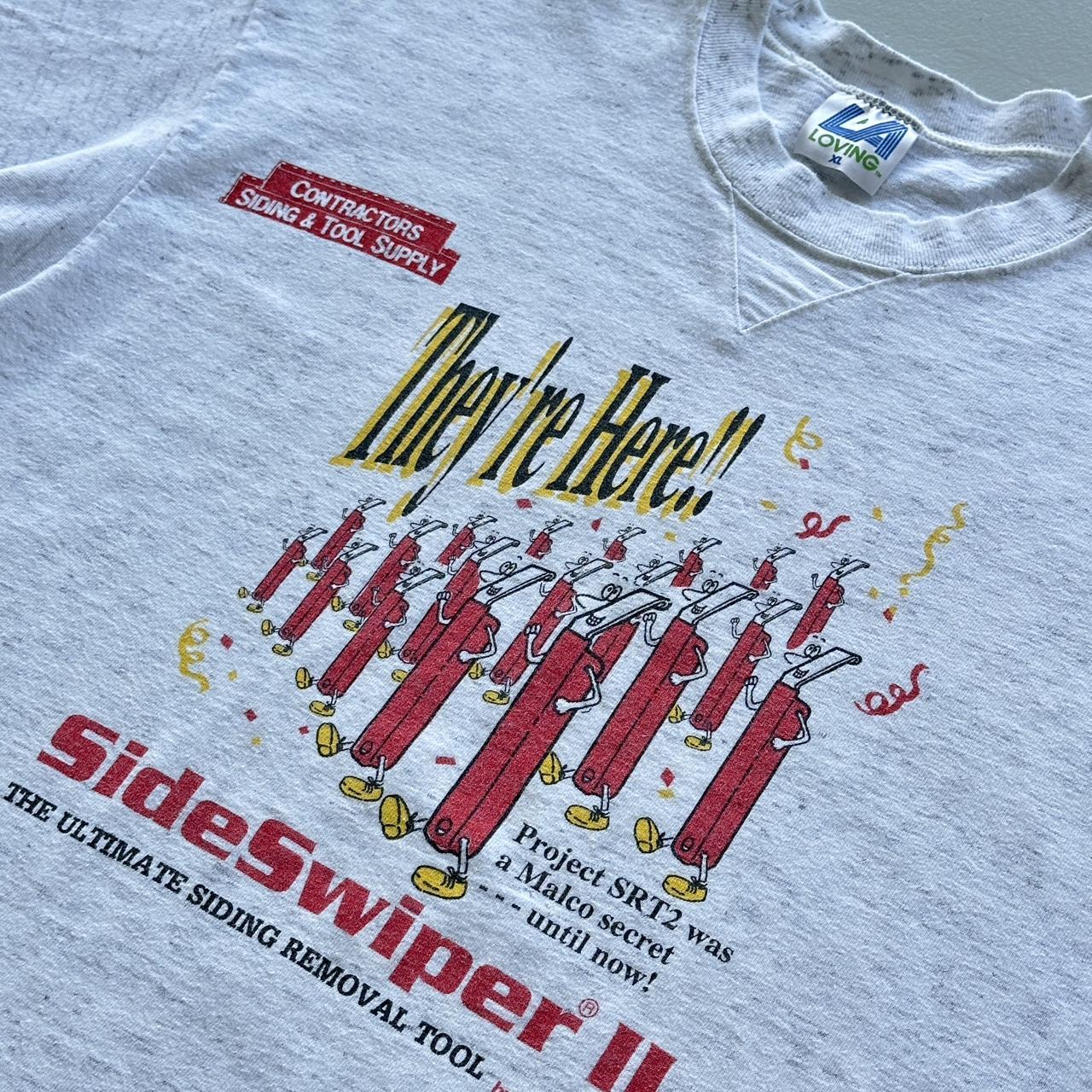 Grey Side Swiper Contractor Vintage 90s T-shirt - XL