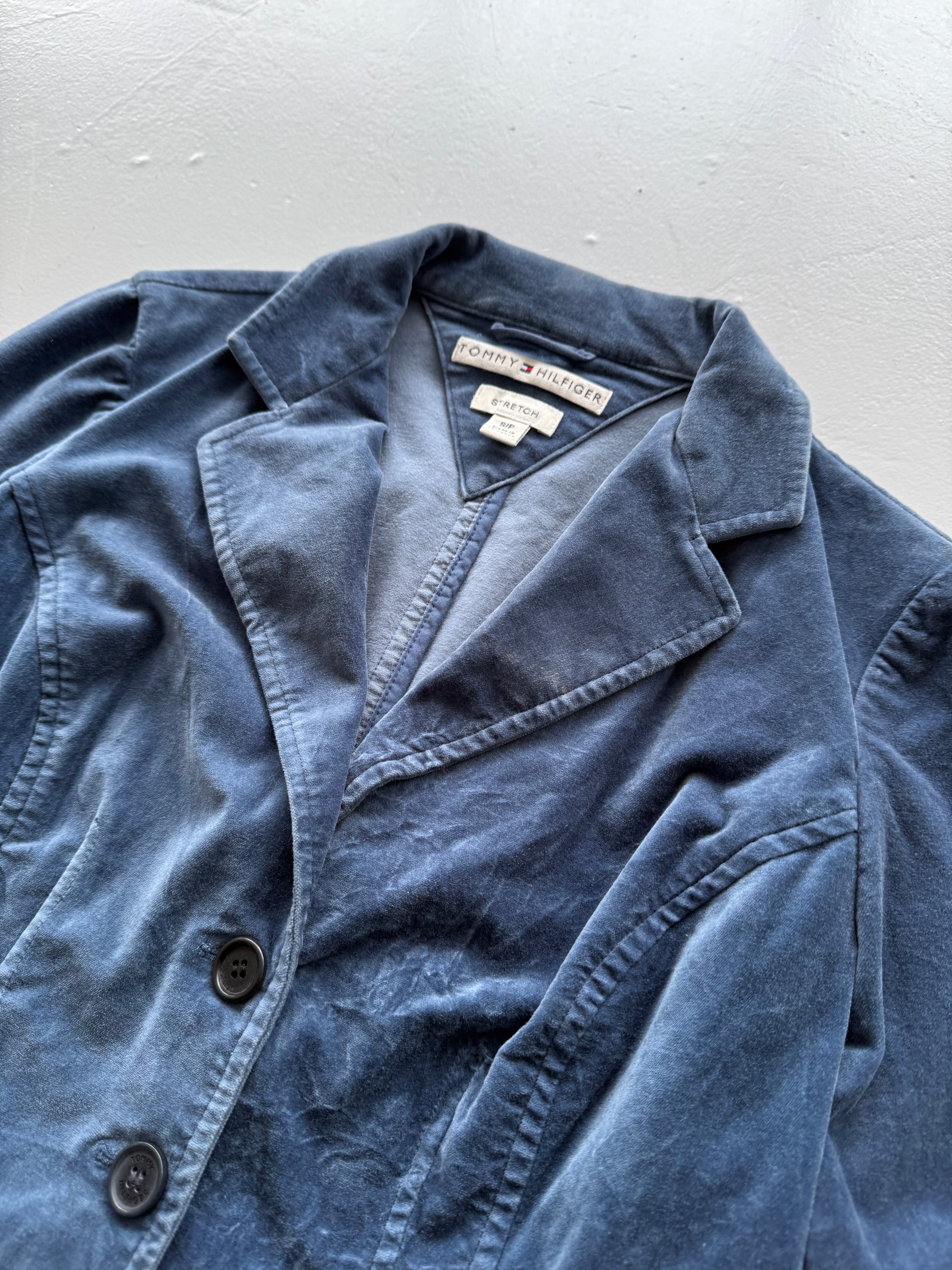Blue Tommy Hilfiger 00's Vintage Y2K Velour Suit Jacket- XS