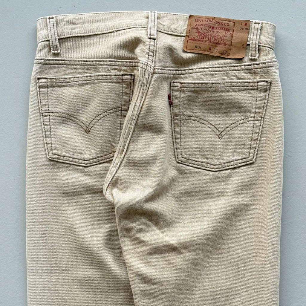 Cream Levi's 501 Denim 90's Vintage Jeans - 30” x 29”