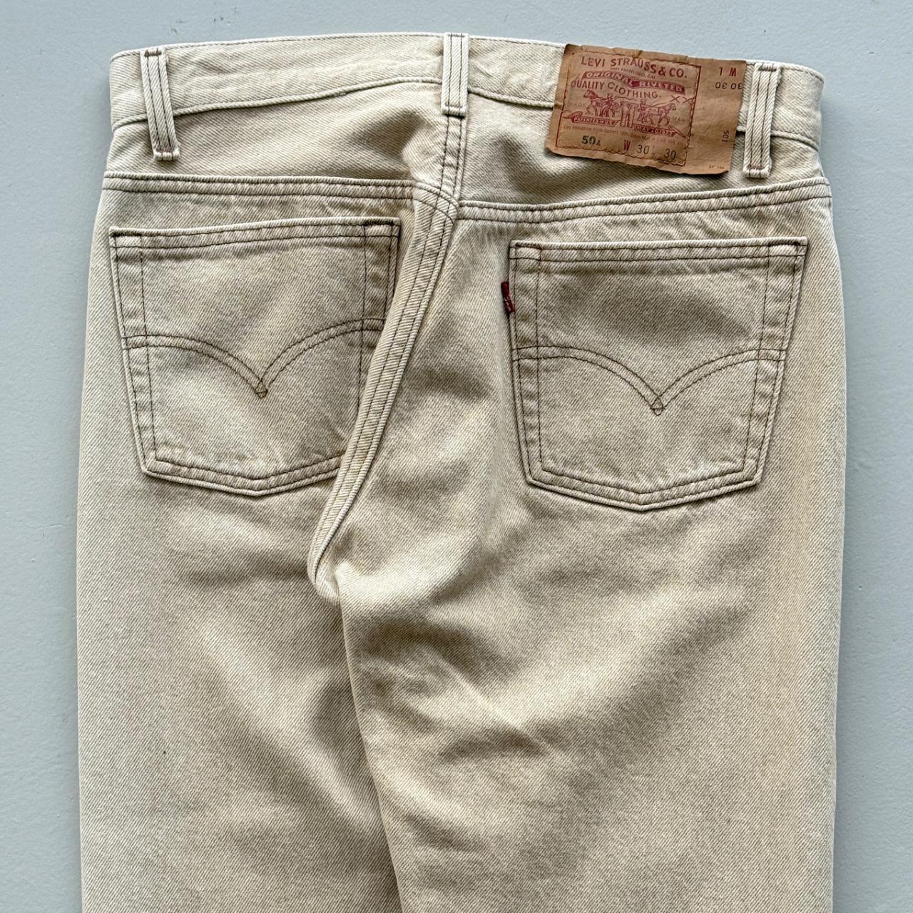 Cream Levi's 501 Denim 90's Vintage Jeans - 30” x 29”