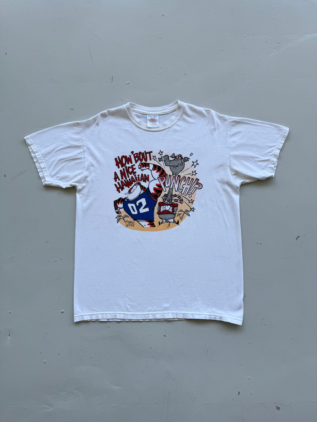 White Auburn Tigers 00's Vintage Collage Football Graphic T-Shirt - Large