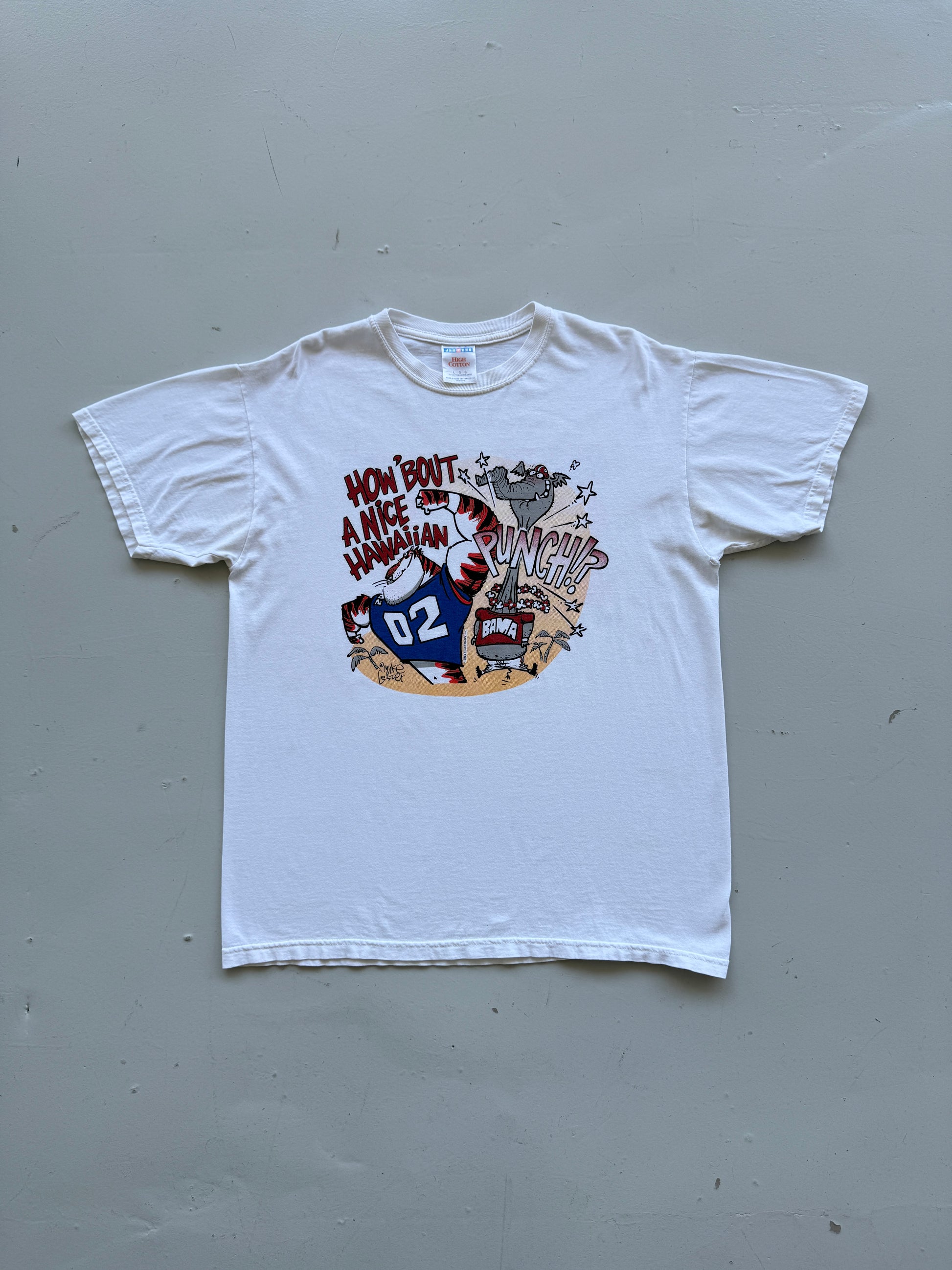 White Auburn Tigers 00's Vintage Collage Football Graphic T-Shirt - Large