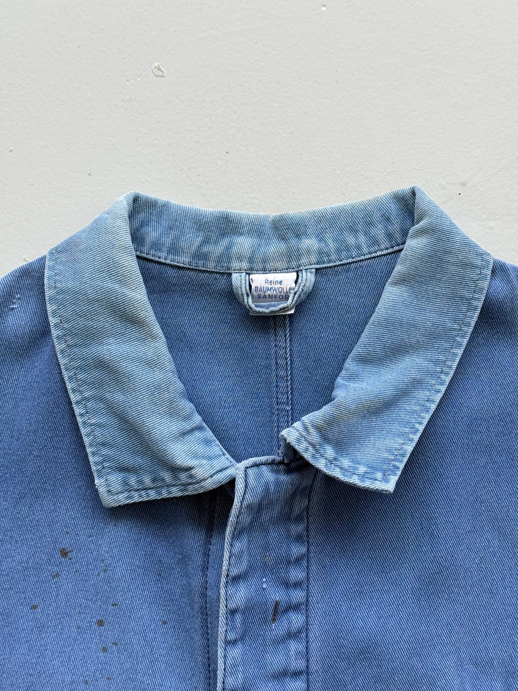 Thrashed Blue French Vintage Workwear Chore Jacket CH372 - Large