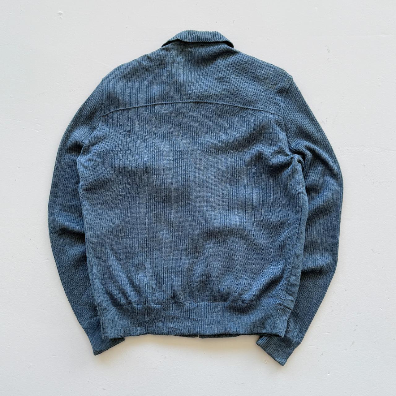 Blue C&A Full Zip Knitted Jacket 80s Knit - Large