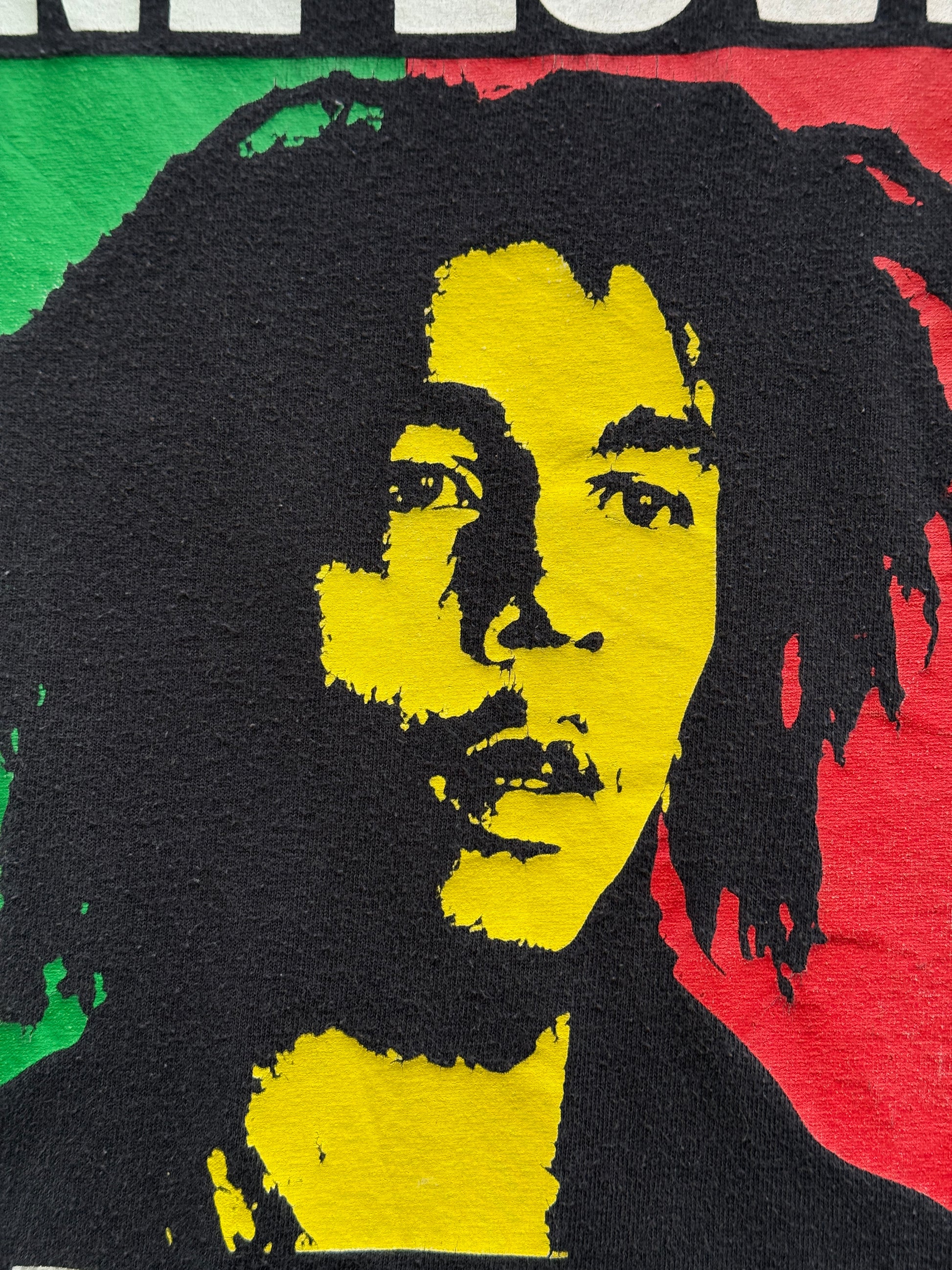 Black Bob Marley 00's Vintage Trashed Graphic Baby Tee T-Shirt - Small