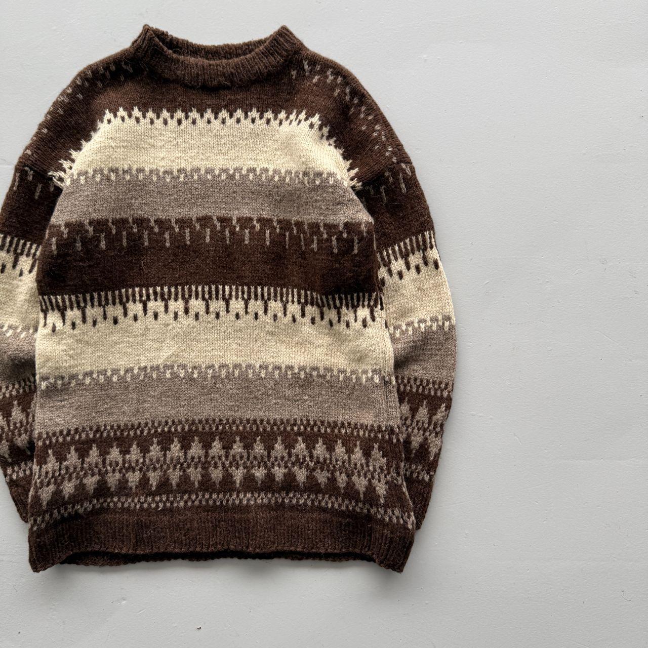 Brown 80s Hand Made Chunky Knit Jumper - XL