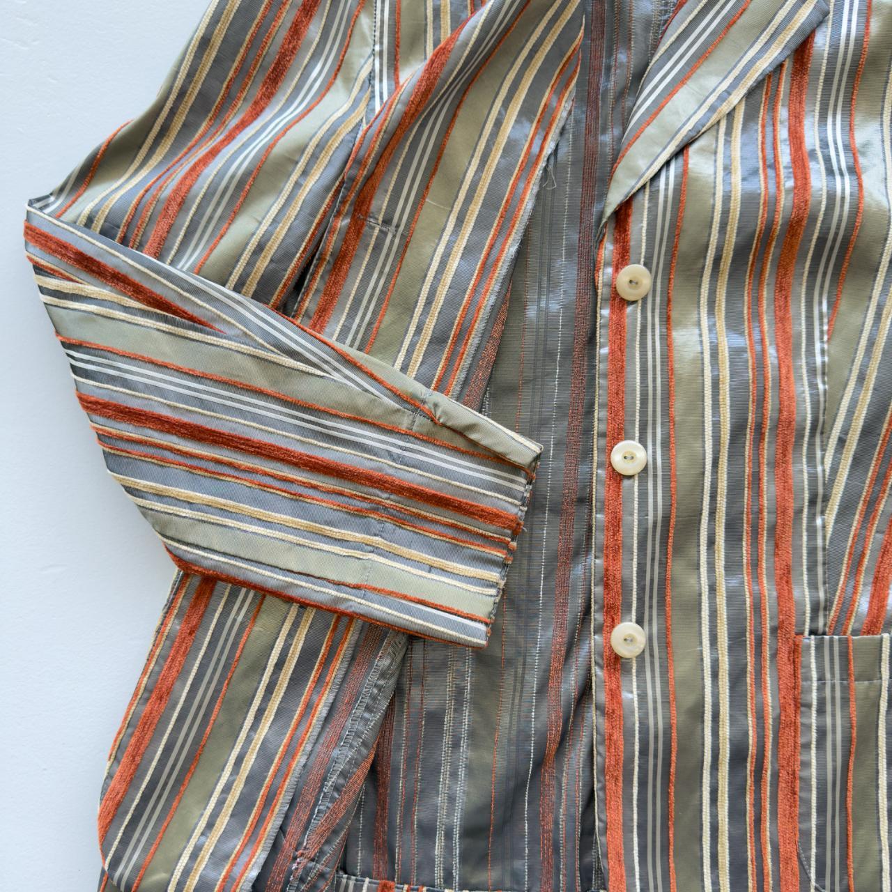 Orange Gold & Brown Vintage 90's Striped Blazer - Womens Large