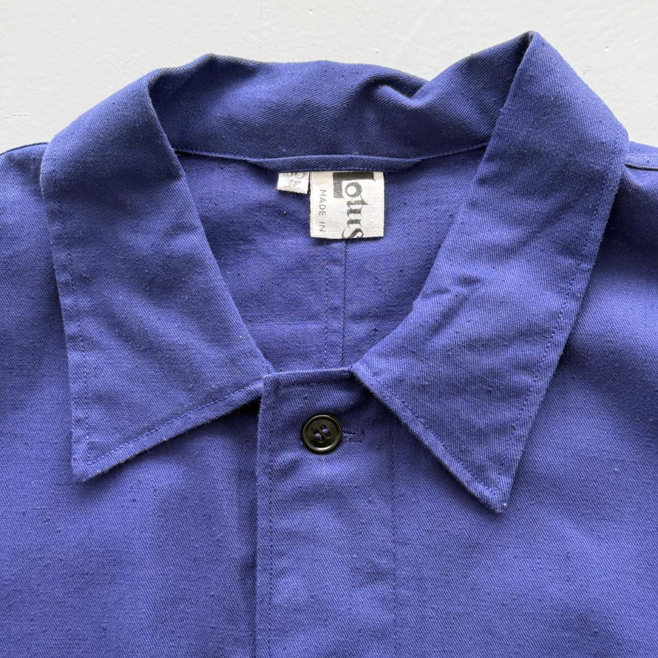Indigo Blue Lotus French Vietnamese Workwear 80's Chore Jacket Shirt - Large