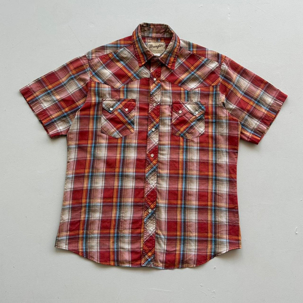 Wrangler Orange Patterned Western Vintage Shirt - Large