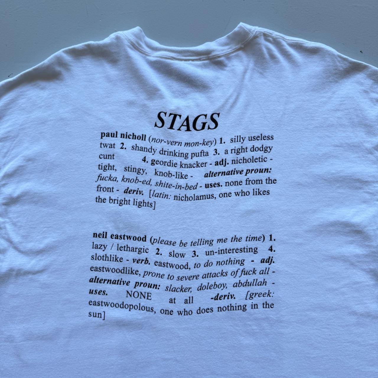 White Newcastle Stag 00s Vintage Graphic T-Shirt - Large