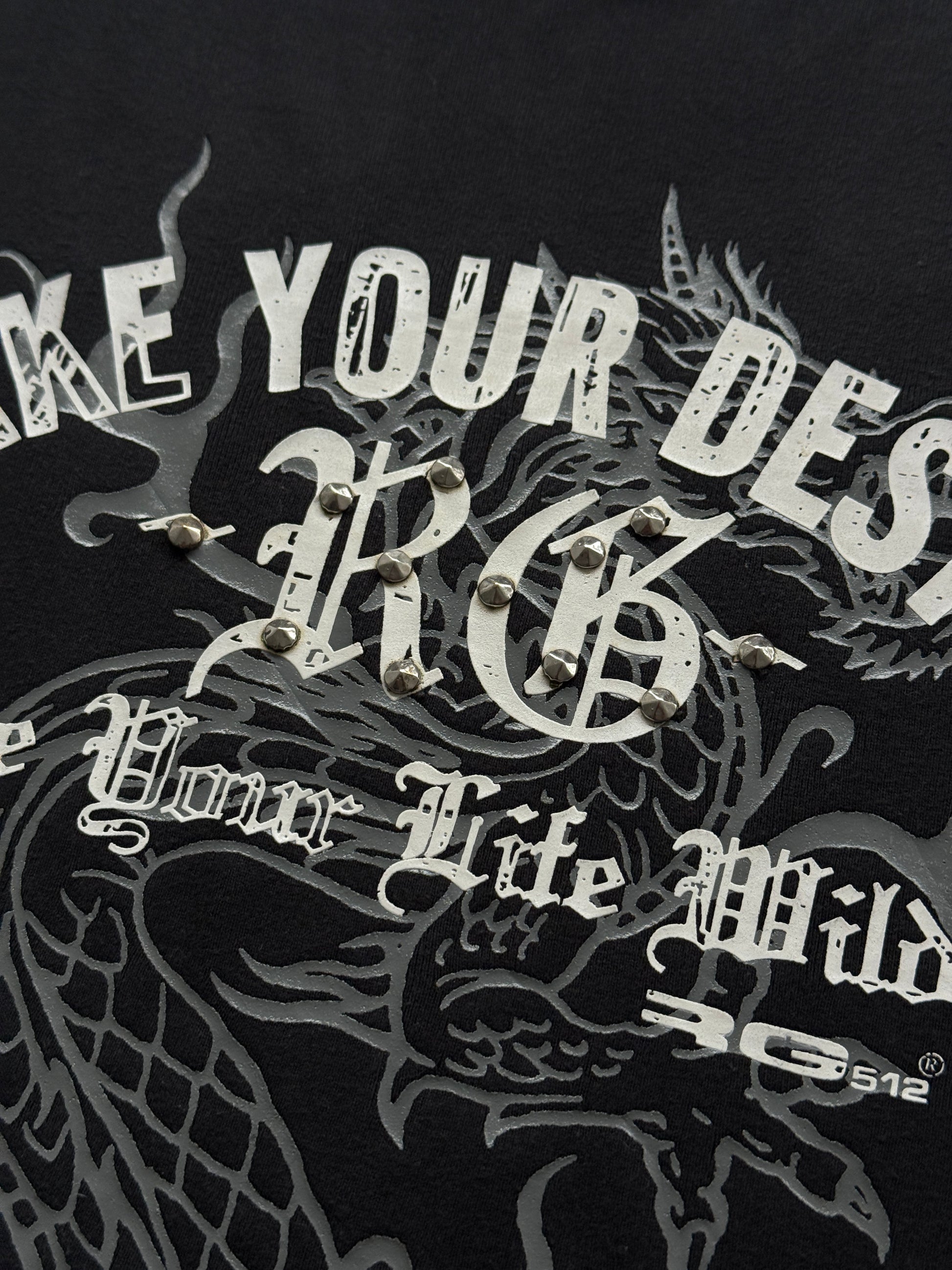 Black  Make Your Own Destiny Y2K Vintage Dragon Graphic Long Sleeve Top - M