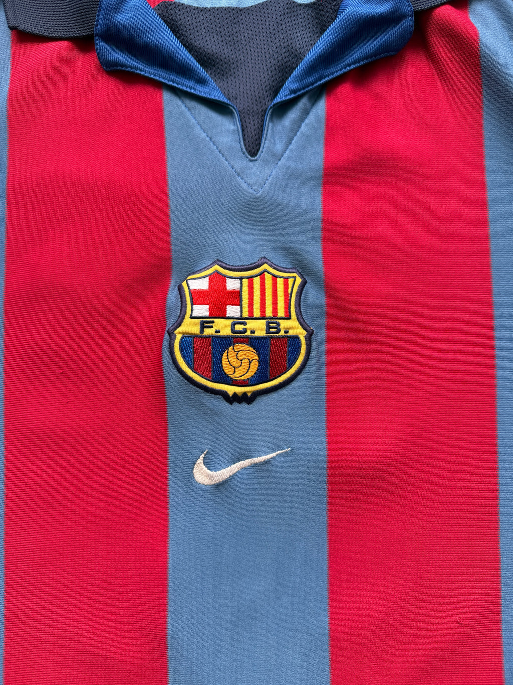 Nike FC Barcelona Rivaldo #10 00's Vintage Home Football Shirt - Large