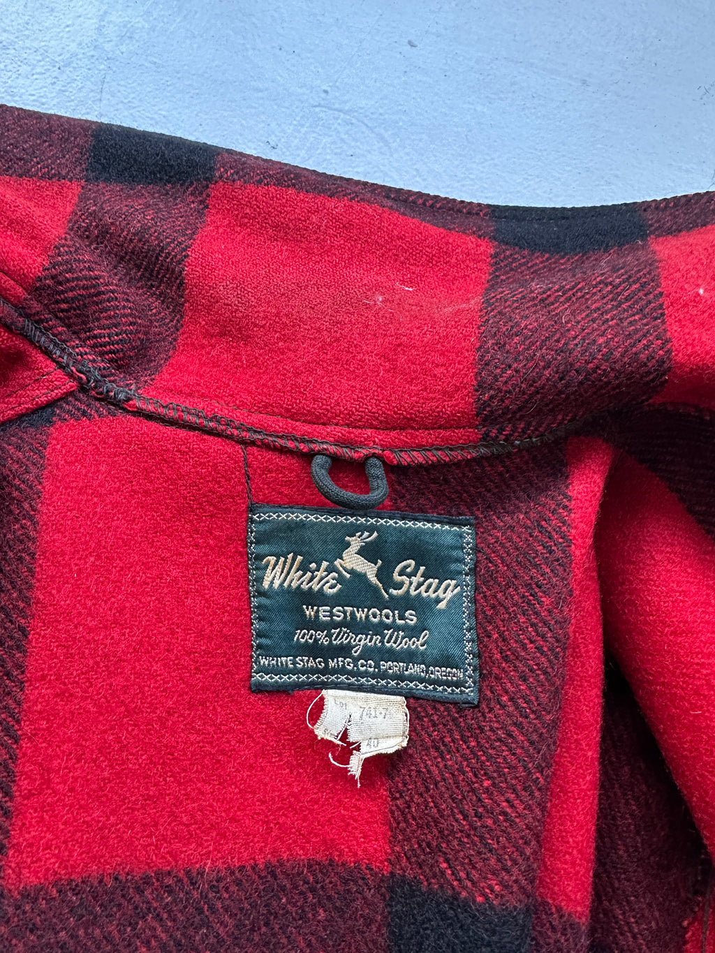 Rad Black White Stag 80's Vintage Wool Buffalo Plaid Jacket - Small