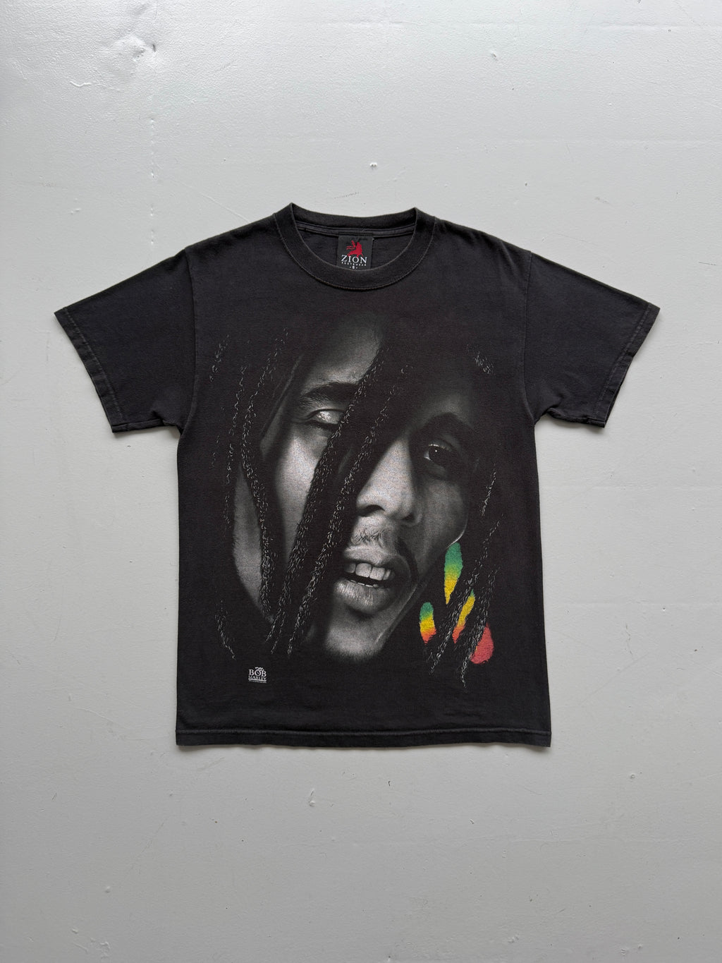 Black Bob Marley Big Face Graphic Vintage T-Shirt
